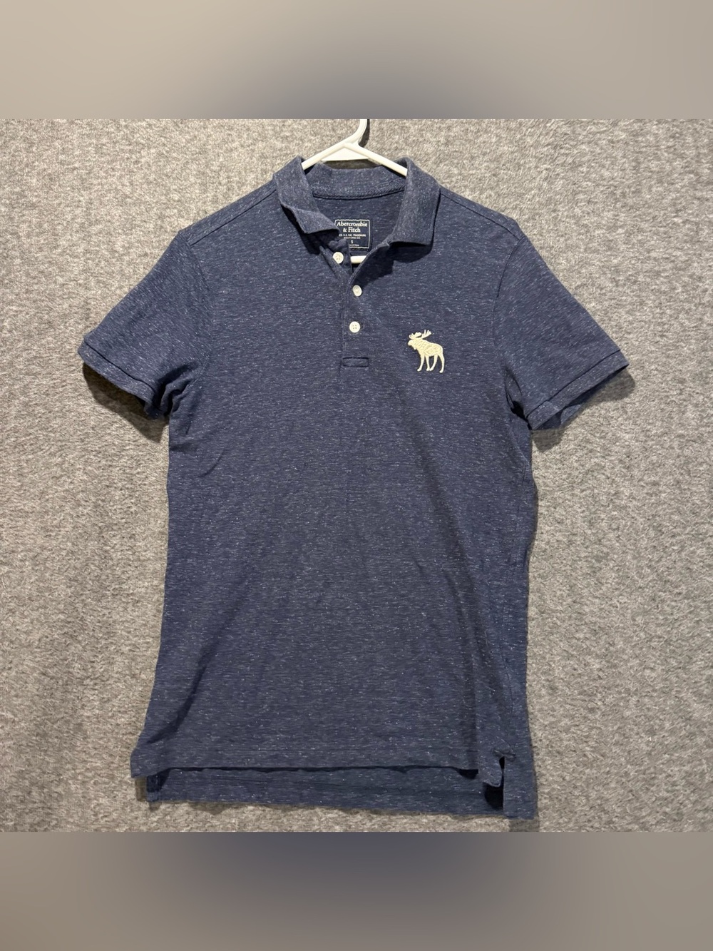 Abercrombie & Fitch Big Moose Polo Shirt Mens S Blue Heathered Y2K Vtg Fitted